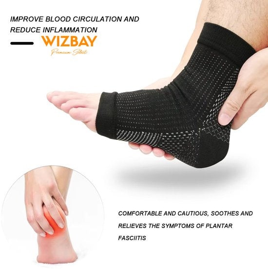 WizBay Premium Select® Compressie Sokken – Orthopedische Sport en Herstel Steunkousen – Enkelbrace en Voetondersteuning bij Hielspoor (Plantar Fasciitis) – Ademend, Elastisch & Vochtregulerend – Unisex – Nylon Spandex – FAGG Geregistreerd - XL 46-49