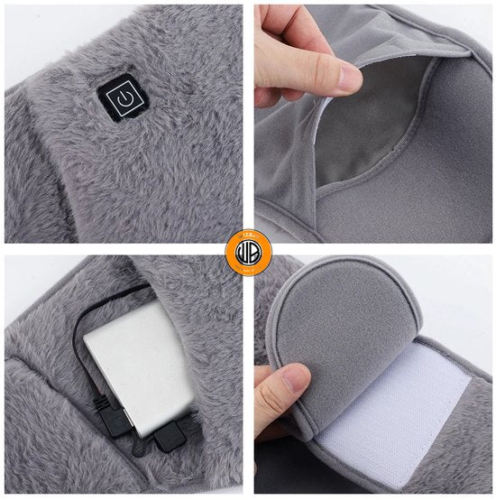 WizBay Premium Select® Elektrische Warmte Mof - Warmte Band voor Menstruatiepijn en Buikkrampen – 3 Warmtestanden 45°C 55°C 65°C – Fluwelen Comfort – USB Verwarming – Buik, Taille en Handen – 105 cm Verstelbaar – Grijs
