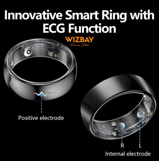 WizBay Premium Select® FlashSense Smart Ring – Glucose & ECG Meting – Gesture – Hypoallergeen – Waterdicht IP68 – Dames & Heren – Oplaadcase – Slaap, O2, Bloeddruk, Hartslag & Sportmonitoring - Zwart #8