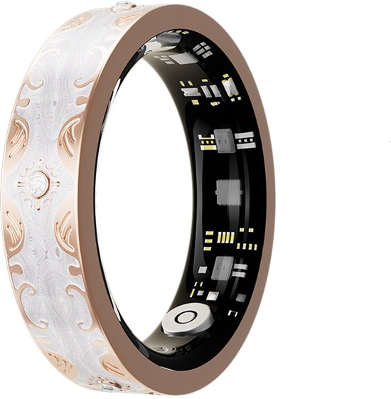 WizBay Premium Select® Bohemian Smart Ring - Pearl White - Hartslag, Slaap en Zuurstofmeting - Activiteitstracker - Maat 9