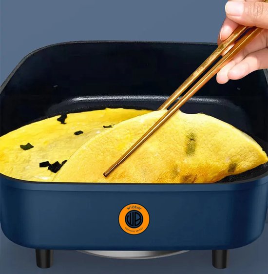 WizBay Premium Select® 3in1 Koreaanse Elektrische Grill 6L – Hotpot – Stoompan – Inclusief Aluminium Stoomplaat – Funcooking - Gourmetten - 4 tot 6 Personen – Anti Aanbak Laag – 1500W – Temperatuurregeling – Blauw
