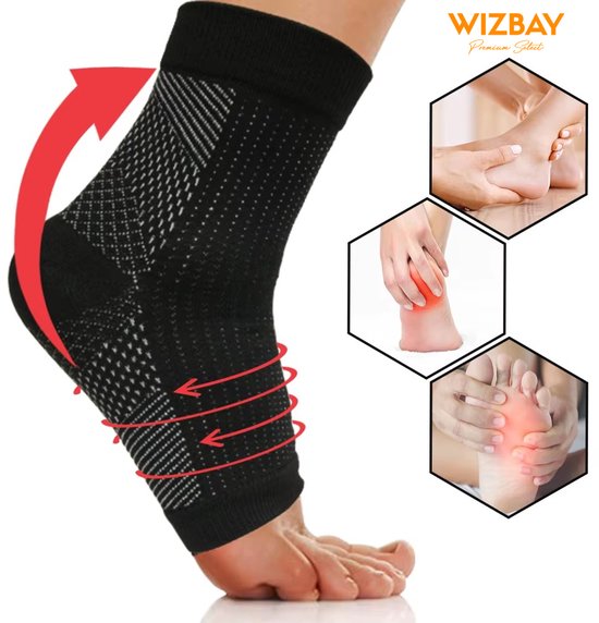 WizBay Premium Select® Compressie Sokken – Orthopedische Sport en Herstel Steunkousen – Enkelbrace en Voetondersteuning bij Hielspoor (Plantar Fasciitis) – Ademend, Elastisch & Vochtregulerend – Unisex – Nylon Spandex – FAGG Geregistreerd - M 38-41
