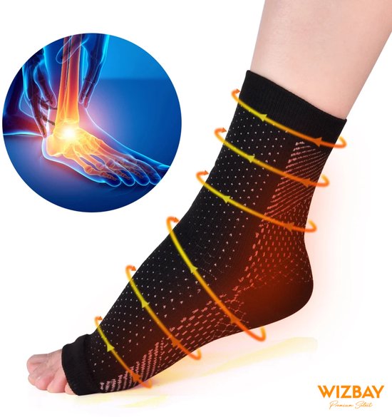 WizBay Premium Select® Compressie Sokken – Orthopedische Sport en Herstel Steunkousen – Enkelbrace en Voetondersteuning bij Hielspoor (Plantar Fasciitis) – Ademend, Elastisch & Vochtregulerend – Unisex – Nylon Spandex – FAGG Geregistreerd - L 42-45