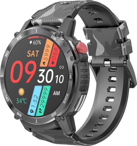 WizBay Premium Select® 1,6 Inch Sport Smartwatch - Bluetooth Bellen - Hartslag Bloeddruk Zuurstof - AI Voice Assist - IP68 Waterdicht - 24 Sportstanden - 400mAh Zwart