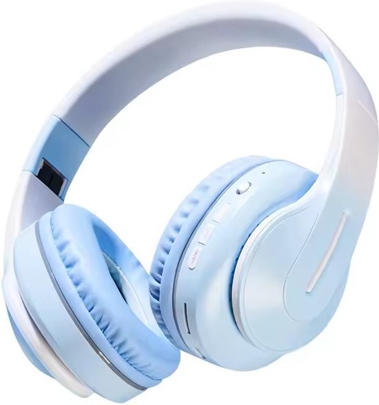 WizBay Premium Select® Headset met Microfoon HIFI Stereo - Headset Draadloos - HD Bluetooth Phone Call - Ingebouwde Microfoon - Superior 40mm Coil Sound -SD Card - Verstelbare Hoofdband - Soft Zuurstof doorlatend Ear Pads - Kleur Lichtblauw Wit