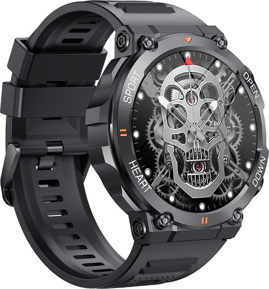 WizBay Premium Select® 1.39 inch HD TFT - Bluetooth Bellen AI Voice - Message - Dynamic Hartslag & Slaap Monitor - Bloeddruk & Bloedzuurstofmeting - 100+ Sport Modi - 700mAh - Magnetic Laden - Zink Alloy Zwarte Case - Zwarte TPU Band