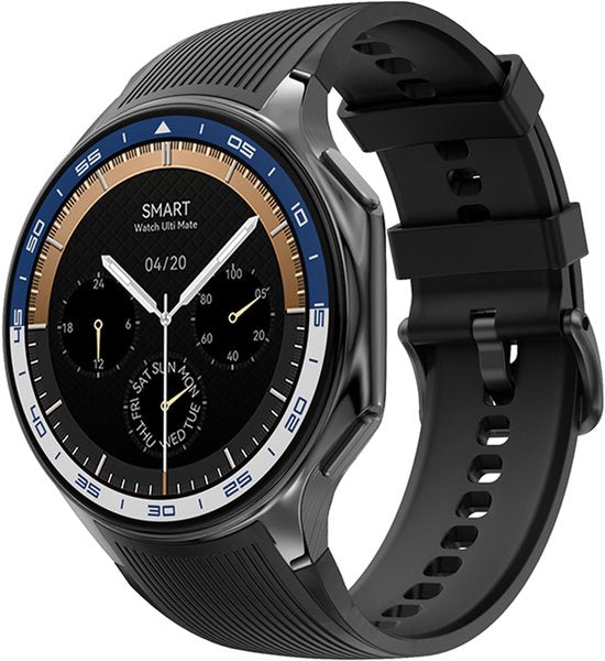 WizBay Premium Select® 1.43inch GPS AMOLED HD Smartwatch - 3D Surround Vision - MP4 Video Support - MP3 4GB Opslag tot 500 Songs - Voice Recorder - Bluetooth Bellen - Dynamische Hartslag Meter - Multi Sport Modes - Android iOS - Dual Band Bruin Zwart