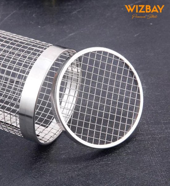 WizBay Premium Select® BBQ Grillmand - Roestvrijstalen BBQ Grillrooster en Groentemand - BBQ Gereedschap - Ook voor vlees en vis - Set van 2 Groot en Klein
