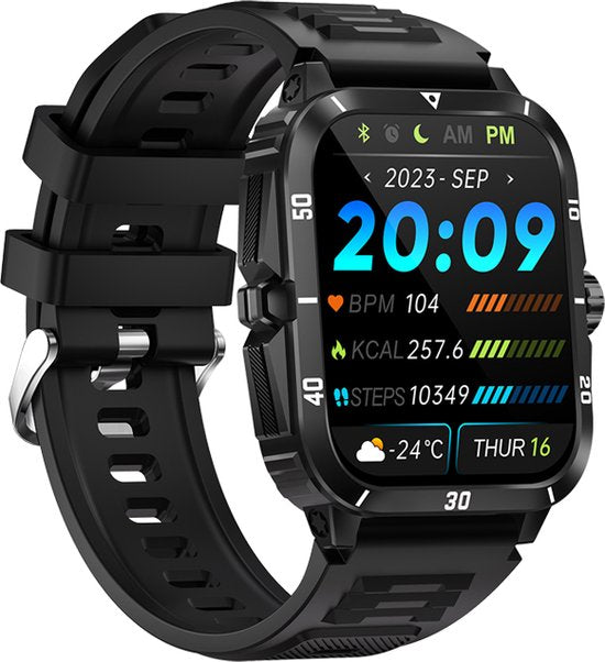 WizBay Premium Select® Outdoor Smartwatch - 1,96 Inch HD Scherm - Bluetooth Bellen - 3ATM Waterdicht - Hartslag Zuurstof Slaap - 100+ Sportstanden - 430mAh Zwart