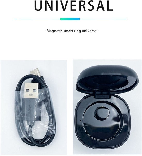 WizBay Premium Select® Smart Ring LED Dark Grey Zilver - Maat 9 - Hartslag Slaap Zuurstof - Gesture - Multi Sport Modi