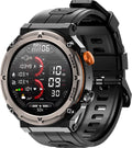 WizBay Premium Select® Smartwatch 1.39 inch - Bluetooth Bellen - Hartslag en Zuurstofmeting - Slaapmonitor - Sportmodi - AI Voice - IP67 - Mat Grijze RVS Kast - Zwarte TPU Band