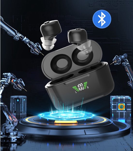 WizBay Premium Select® 2x Mini DSP Intelligent digitaal Gehoorapparaat Oplaadbaar – Bluetooth - In-Het-Oor (IHO) – Bluetooth – Noise Reduction – Geluidsreductie - Gehoorversterker - Oplaadbaar met Magnetische LED L/R Oplaadbox – Zwart