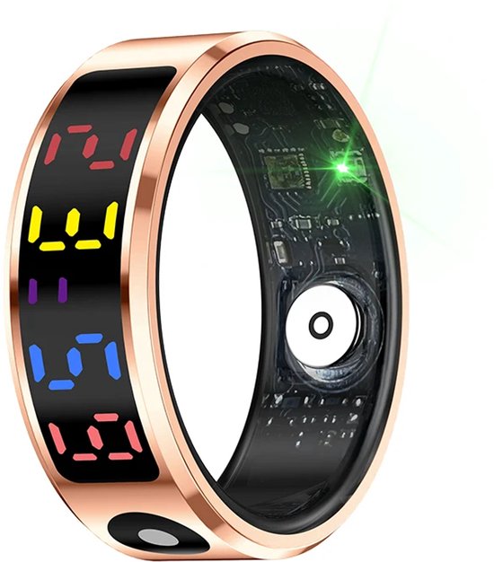 WizBay Premium Select® Smart Ring Color LED Rosé Goud - Maat 9 - Hartslag Slaap - Gesture - Multi Sport Modi