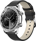 WizBay Premium Select® Smartwatch 1.52 Inch AMOLED - Bellen - Wireless Charging - Kompas - Hartslag O2 en Bloeddruk - Multi Sport - Zilver - Zwart Lederen Band extra Zwarte TPU Band