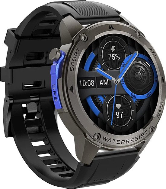 WizBay Premium Select® Smartwatch 1.43 AMOLED - Bellen - GPS - Altitude Luchtdruk Meter - Kompas -AI Voice Assist - Hart Monitor - O2 - Multi Sport Modi - Slaap - Message - Smartwatches - Zwarte Case - Zwarte TPU Band