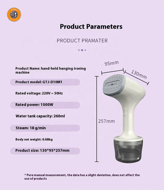 WizBay Premium Select® Kledingstomer - 1000W Stoomapparaat met 260ml Reservoir - Luxe Kledingstomer - Handstomer - Stoomreiniger - Stoomapparaat Kleding