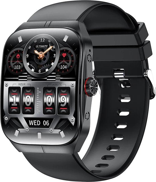 WizBay Premium Select® Smartwatch 1.95inch AMOLED - Bellen - AI Voice Assist - Magnetic Laden - Hart Monitor - O2 Bloeddrukmeter - Multi Sport Modi - Slaap - Message - Smartwatches - Zwarte Case - TPU Zwarte Band