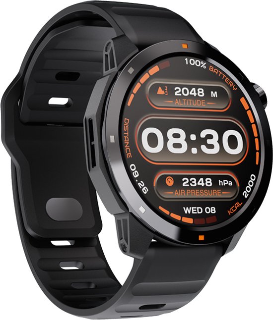 WizBay Premium Select® 1.43inch Amoled Sport Smartwatch Dames Heren - 3ATM Watervast - GPS - Kompas - Bluetooth Bellen - Hartslagmonitor & Slaaptracking - Bloedzuurstofmeting - Stressmeting - Multiple Sport Modi - Smartwatches - Zwart