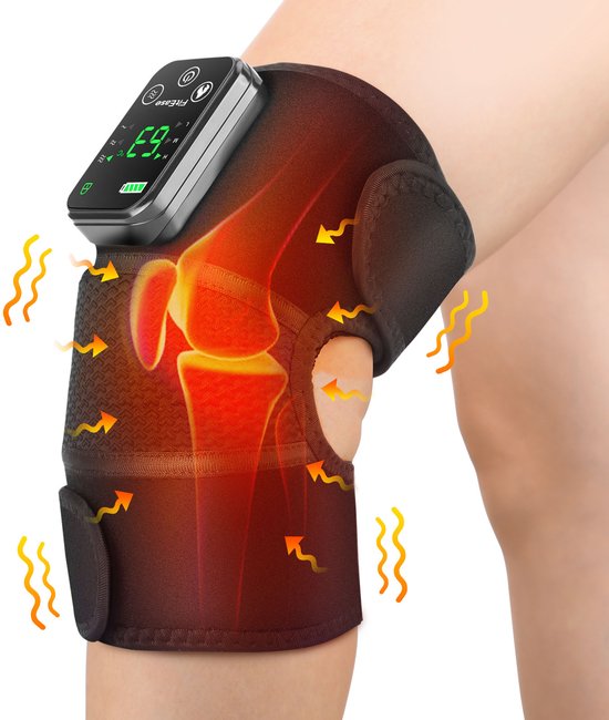 WizBay Premium Select® 3-in-1 Knie Schouder Elleboog Brace - Warmte en Vibratiemassage - LED Tiptoets Computer - Draadloos Oplaadbaar - 4000mAh - Zwart