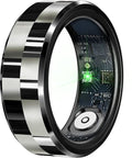 WizBay Premium Select® Smart Ring Zwart Zilver - Hartslag, Slaap, Bloeddruk, Zuurstof - Multi Sport Modi - Oplaadcase - Maat 11