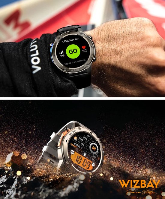 WizBay Premium Select® Smartwatch 1.43 AMOLED - Bellen - GPS - Altitude Luchtdruk Meter - Kompas -AI Voice Assist - Hart Monitor - O2 - Multi Sport Modi - Slaap - Message - Smartwatches - Zwarte Case - Zwarte TPU Band