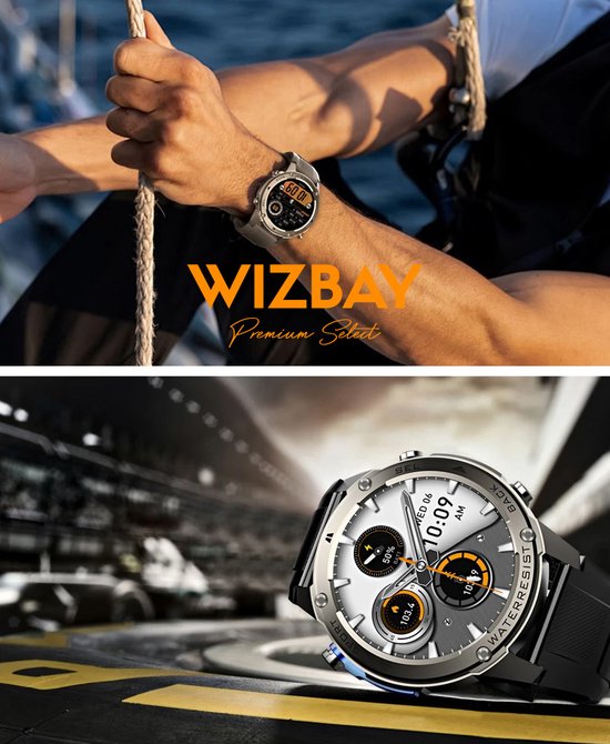 WizBay Premium Select® Smartwatch 1.43 AMOLED - Bellen - GPS - Altitude Luchtdruk Meter - Kompas -AI Voice Assist - Hart Monitor - O2 - Multi Sport Modi - Slaap - Message - Smartwatches - Zwarte Case - Zwarte TPU Band