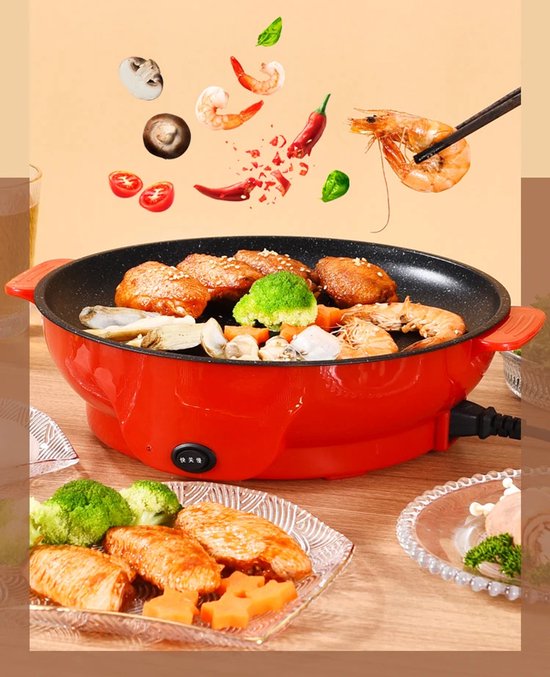 WizBay Premium Select® Bak Grillplaat Anti Baklaag - Elektrisch - Aluminium - 2 Personen - Binnen Buiten - Funcooking - 22x22x10cm - Geel