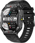 WizBay Premium Select® 2.1 inch AMOLED HD - Kompas Altitude & Barometer - LED Zaklamp - Bluetooth Bellen - Message - Dynamic Hartslag & Slaap Monitor - Bloeddruk & O2 - 100+ Sport Modi - 650mAh - Magnetic Laden - Zink Alloy Zwart Case - Zwart TPU