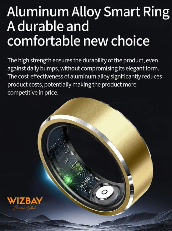 WizBay Premium Select® Smart Ring Pink Blush – Hartslag, Slaap & O2 Meter – Sport & Gezondheid Tracker – IP68 Waterdicht – Maat #9