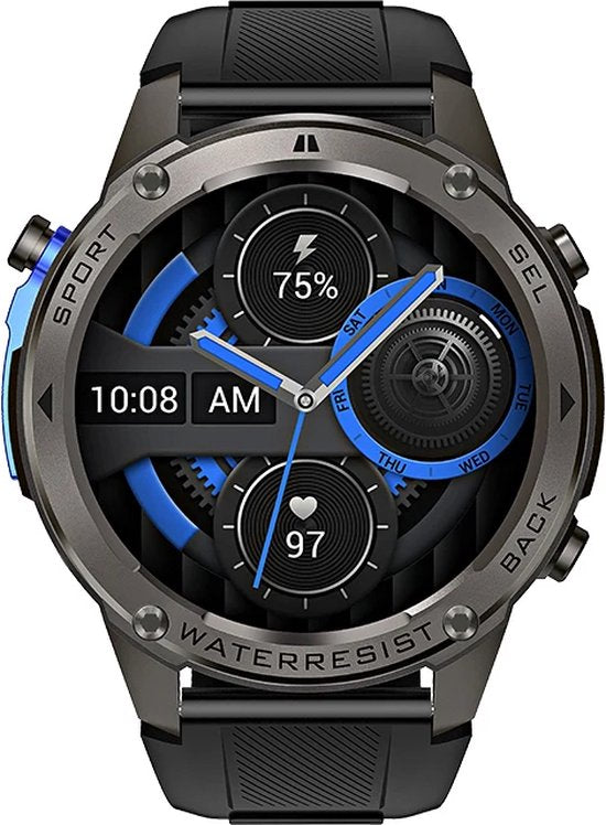 WizBay Premium Select® Smartwatch 1.43 AMOLED - Bellen - GPS - Altitude Luchtdruk Meter - Kompas -AI Voice Assist - Hart Monitor - O2 - Multi Sport Modi - Slaap - Message - Smartwatches - Zwarte Case - Zwarte TPU Band