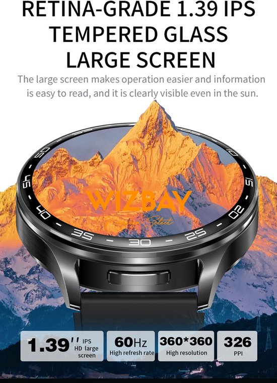 WizBay Premium Select® 1.39inch 2in1 Sport Smartwatch Dames Heren MP3 Player met EARBUDS - 300Ah Watch - 25mAh Earbuds - Bluetooth Bellen - AI Voice - O2 Bloeddrukmeter Multi Sport Modes - Android iOS - Goud met Roze Siliconen Band