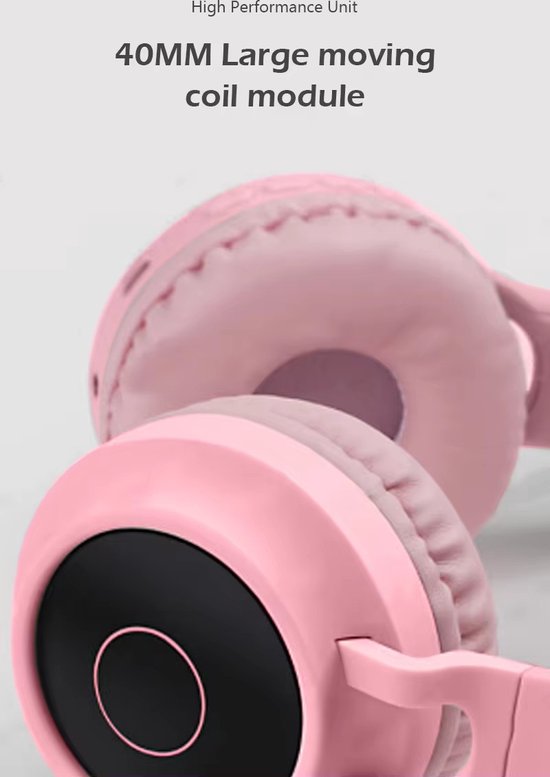 WizBay Premium Select® CAT Ear KIDS LED Headset met Microfoon LED op de Buitenkant - HD Bluetooth Phone Call - Ingebouwde Microfoon - SD Card - Verstelbare Hoofdband - Soft Zuurstof doorlatend Ear Pads - Kleur Donker Blauw Buitenkant Mint Binnenkant