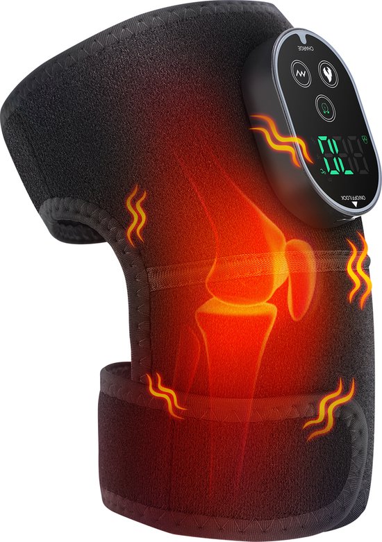 WizBay Premium Select® 3-in-1 Massage Brace – Knie, Schouder & Elleboog – Warmtecompressie & Vibratiemassage – LED Tiptoets Bediening – Draadloos Oplaadbaar – Zwart