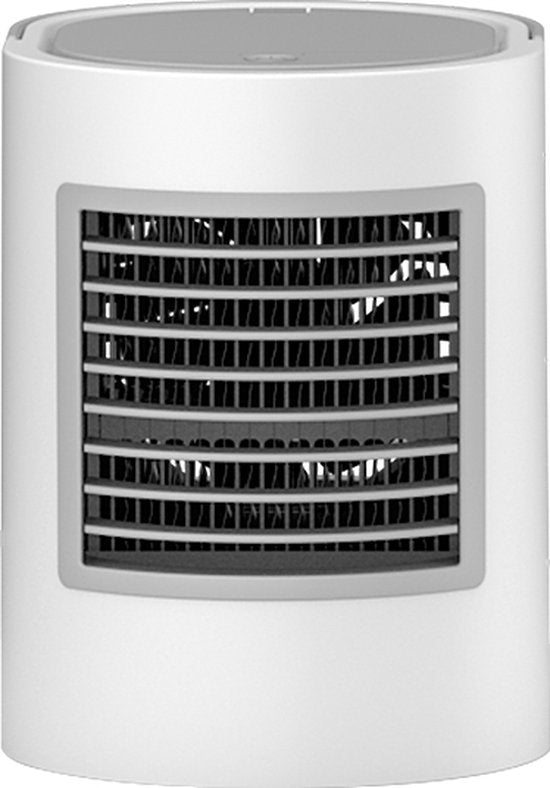 WizBay Premium Select® 3in1 Draagbare Desktop Water Aircooler - Mini Airco - LED Licht - 380 ml Watertank - Luchtbevochtiger - Met draagbaar Handvat - Luchtkoeler - Mini Ventilator - Slaapkamer Woonkamer Camping Vakantie - Kleur Wit Grijs