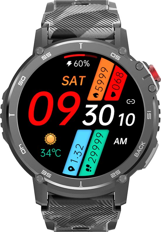 WizBay Premium Select® 1,6 Inch Sport Smartwatch - Bluetooth Bellen - Hartslag Bloeddruk Zuurstof - AI Voice Assist - IP68 Waterdicht - 24 Sportstanden - 400mAh Zwart