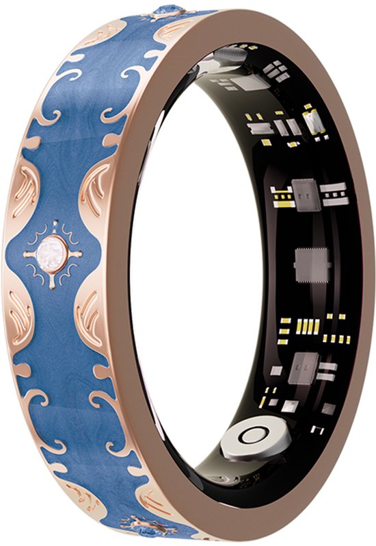 WizBay Premium Select® Bohemian Smart Ring - Sapphire Blue - Hartslag, Slaap en Zuurstofmeting - Activiteitstracker - Maat 8
