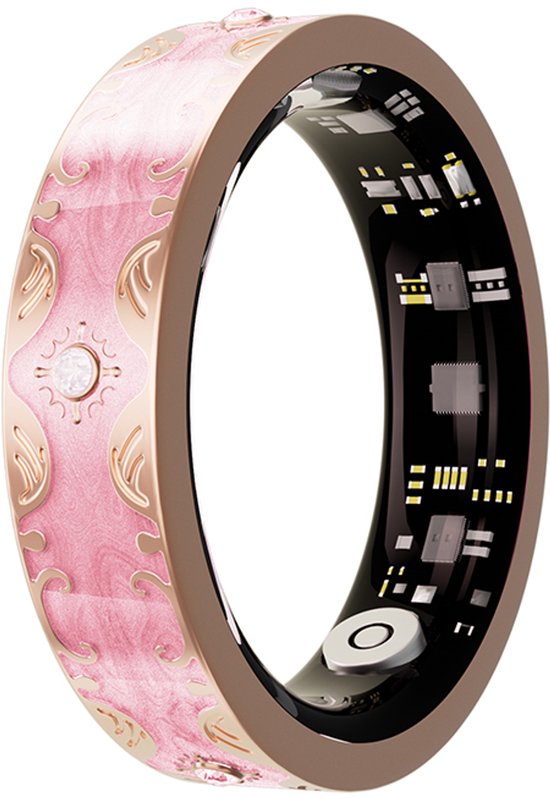 WizBay Premium Select® Bohemian Smart Ring - Cherry Blossom Pink - Hartslag, Slaap en Zuurstofmeting - Activiteitstracker - Maat 7