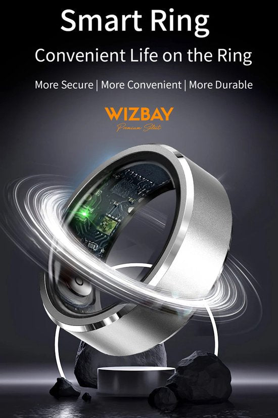 WizBay Premium Select® Aluminium Zilver Blush Smart Ring Dames Heren - Oplaad Case - Hypoallergeen - Hartslag & Slaap Monitor - IP68 Waterdicht - O2 Meting - Gesture Functie - Multiple Sport Modi - #10