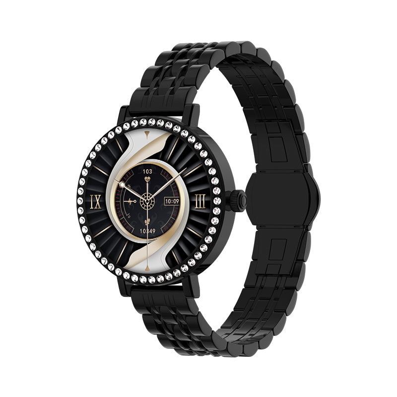 WizBay Premium Select® Smart Fitness Bracelet 1.19 Inch AMOLED – Bluetooth Bellen – FitCloudPro – Hartslag Slaapmonitoring – AI Voice – 24 Sportmodi – Dames Smartwatch Zwart