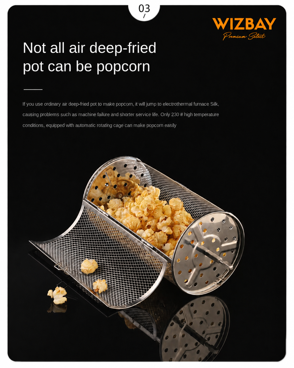 WizBay Premium Select® 8L Visual Airfryer met Glazen Inkijk – 2200W – Rotisserie – 8 Satéspiesen – Draaispit Kip – Roterend Mandje – Roerpeddel – Bakplaat – 80-230°C