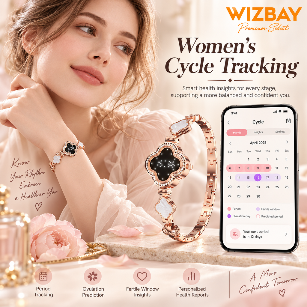 WizBay Premium Select® Smartwatch Dames – Hartslag, SpO2, Slaap & Stappenteller – Roségoud