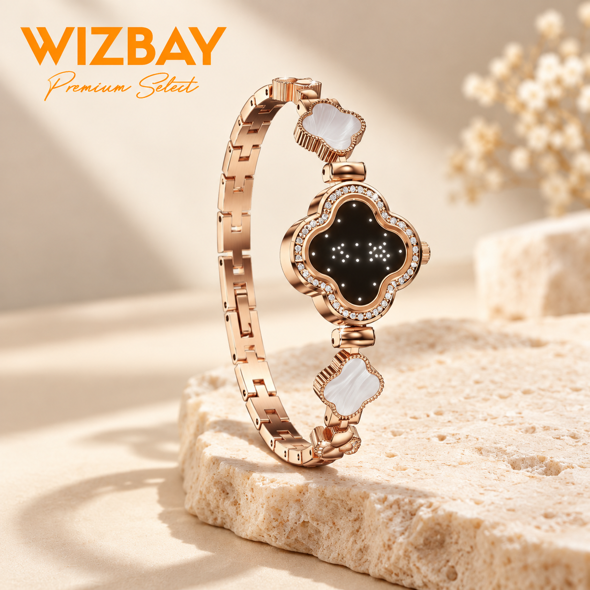 WizBay Premium Select® Smartwatch Dames – Hartslag, SpO2, Slaap & Stappenteller – Roségoud
