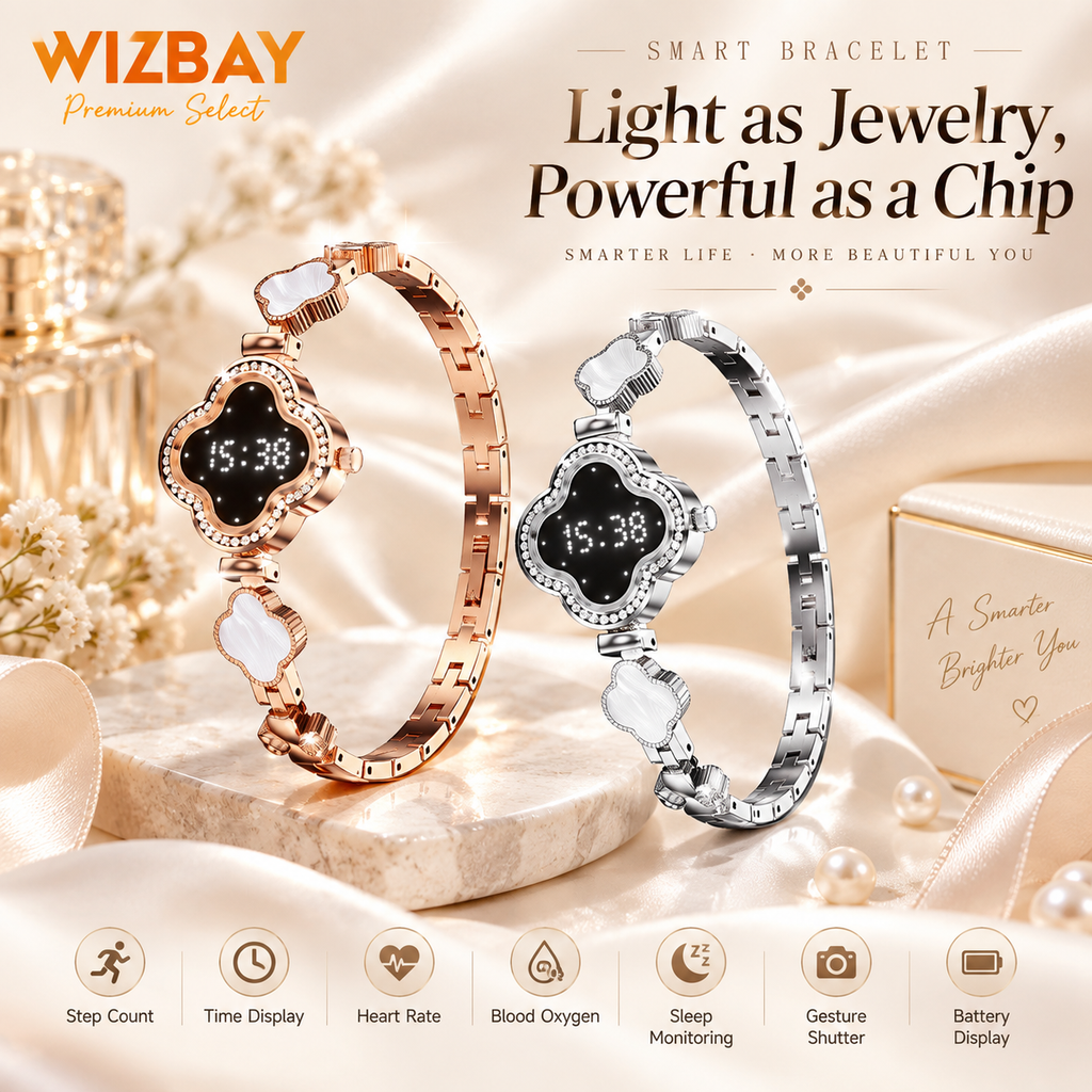 WizBay Premium Select® Smartwatch Dames – Hartslag, SpO2, Slaap & Stappenteller – Roségoud