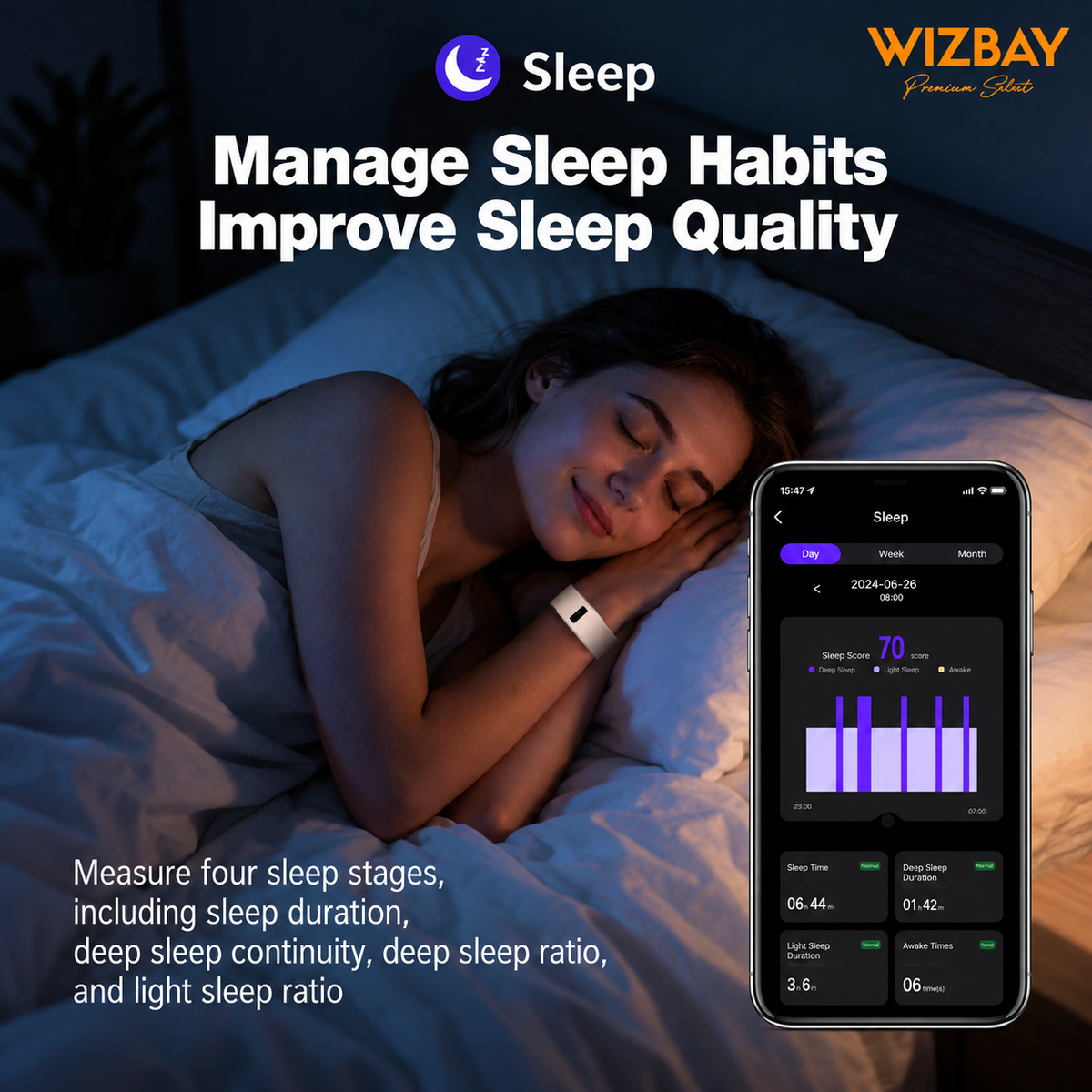 WizBay Premium Select - Fitness Tracker - GPS Tracker - Hartslag Bloedzuurstof - IP68 Waterdicht - Zwart