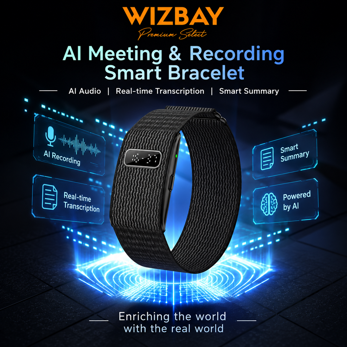WizBay Premium Select - Fitness Tracker - GPS Tracker - Hartslag Bloedzuurstof - IP68 Waterdicht - Zwart