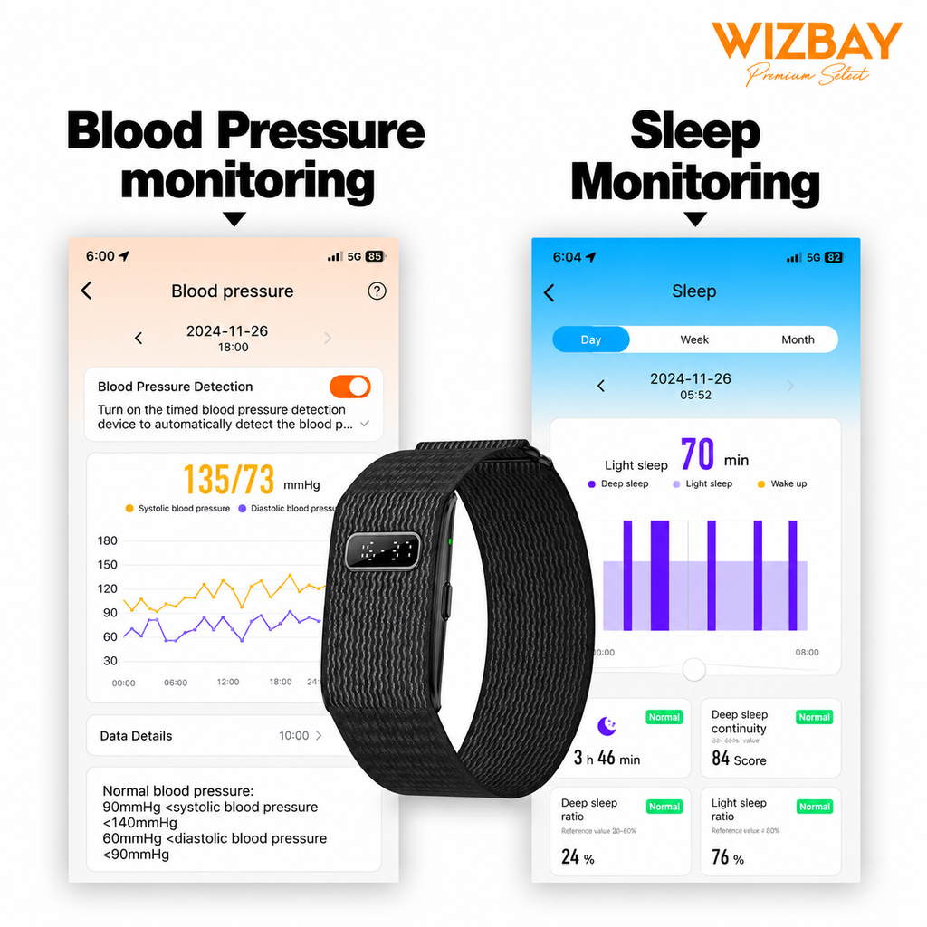 WizBay Premium Select - Fitness Tracker - GPS Tracker - Hartslag Bloedzuurstof - IP68 Waterdicht - Zwart