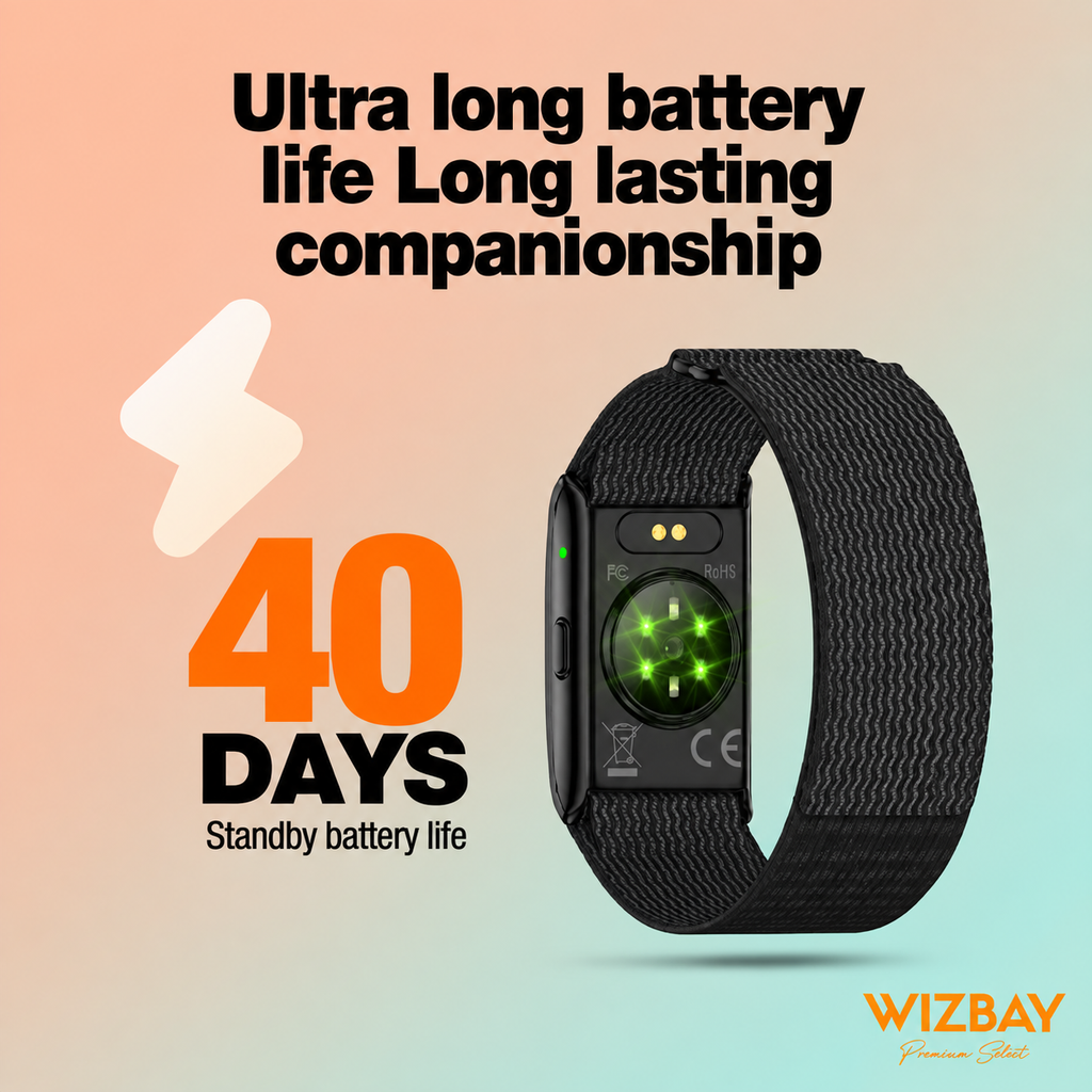 WizBay Premium Select - Fitness Tracker - GPS Tracker - Hartslag Bloedzuurstof - IP68 Waterdicht - Zwart