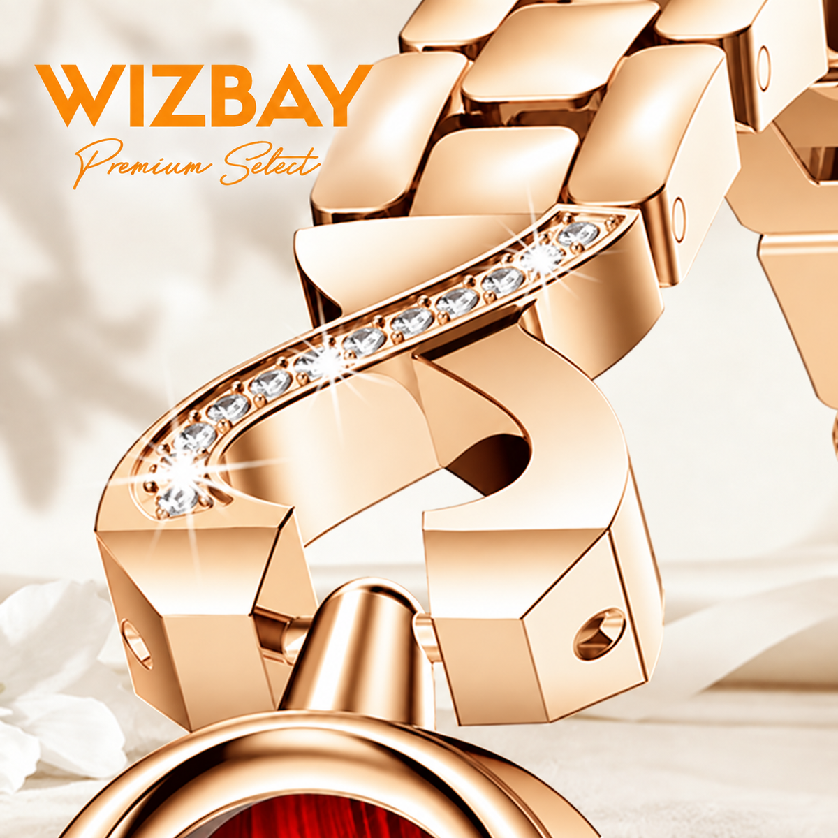 WizBay Premium Select® Dames Smartwatch Klaverdesign – Hartslag, SpO2 Bloeddruk en Slaap – 173 Sportmodi – GPS – Meldingen – iOS - Android – Goud - Rood